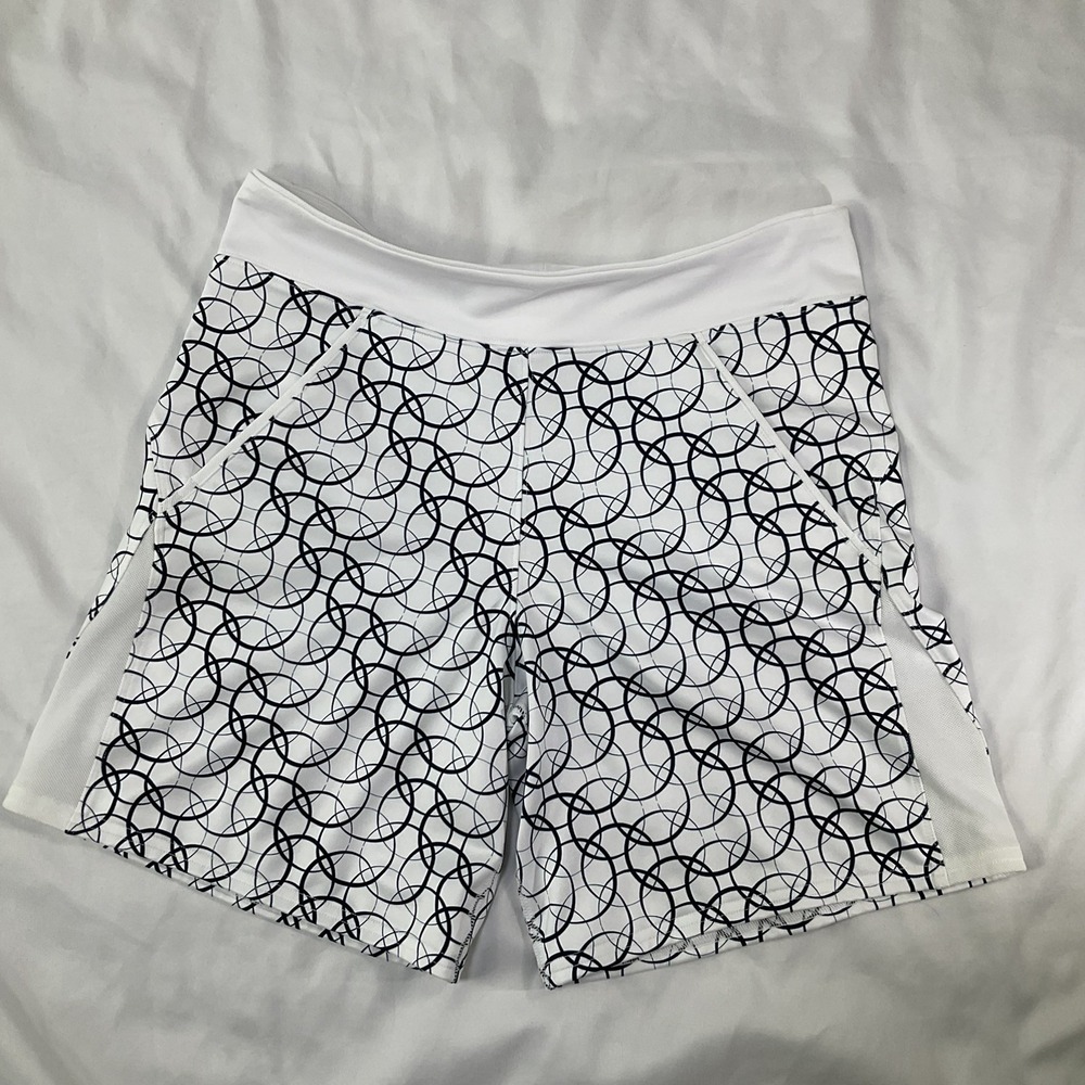 InPhorm Athletic Shorts Womens S White with Black Circles Pockets Tennis 559